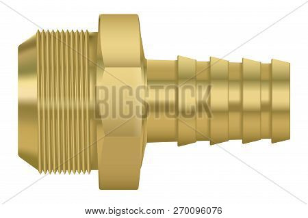 Bronze Pipe Fitting. Vector 3d Illustration Isolated On White Backgroubd