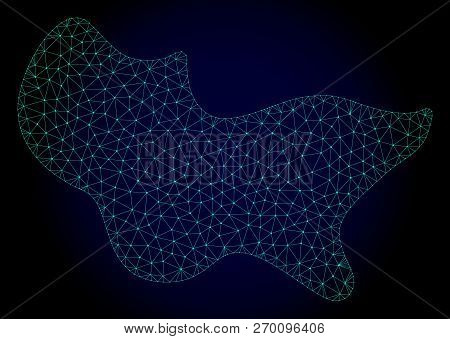 Mesh Spot Polygonal Illustration. Abstract Mesh Lines, Triangles And Points On Dark Background With 