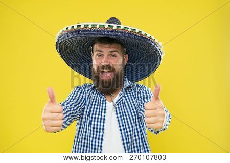 Male Barber Care. Sombrero. Mexican Man. Mexico. Mature Hipster With Beard. Bearded Man. Brutal Cauc