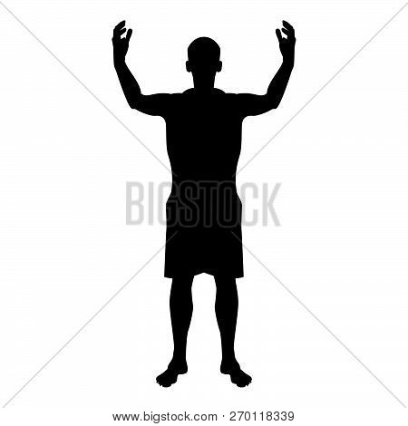 Man Happy Meet Anyone Silhouette Meeting Joy Concept Front View Icon Black Color Vector Illustration