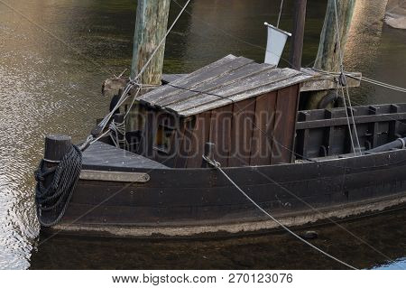 Historic Harbor Region Lüneburg With The Ships Salt Ewer And The Salt Prahm, Lower Saxony Germany