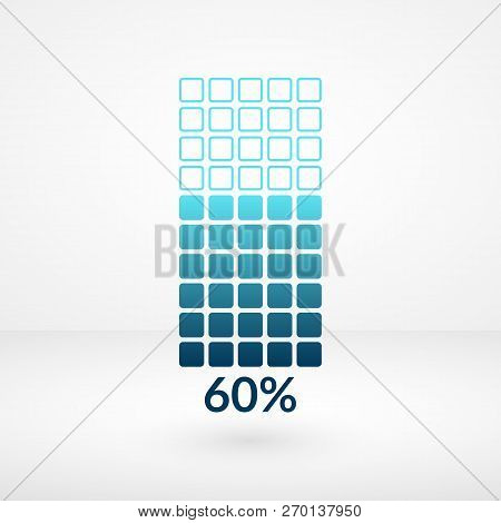 Sixty Percent Square Chart Isolated Symbol. Percentage Vector Element. Infographic Diagram Sign. Bus