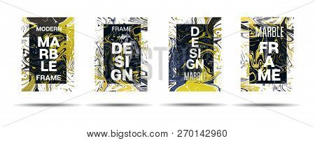 Dynamic Marble Texture Frame Vector Design. Liquid Paint Suminagashi Futuristic Ad, Music Poster, Mo