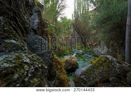 Ihlara Valley In Cappadocia. Ihlara Valley, Peristrema Monastery Or Ihlara Gorge Is The Most Famous 