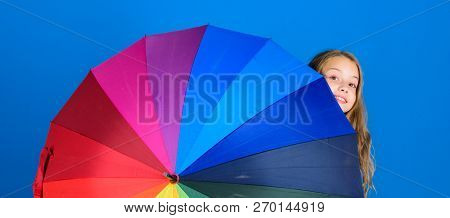 Colorful Umbrella Accessory. Weather Forecast Concept. Stay Positive Though Rainy Day. Brighten Up L