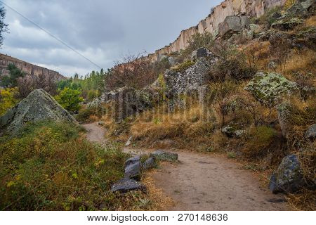 Ihlara Valley In Cappadocia. Ihlara Valley, Peristrema Monastery Or Ihlara Gorge Is The Most Famous 