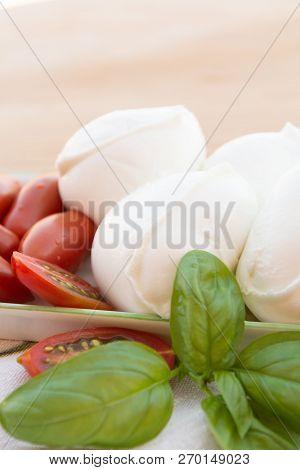 Fresh Soft Italian White Cheese Mozzarella Buffalo, Original From Campania, Paestrum And Foggia Regi