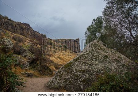 Ihlara Valley In Cappadocia. Ihlara Valley, Peristrema Monastery Or Ihlara Gorge Is The Most Famous 