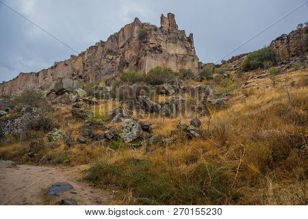 Ihlara Valley In Cappadocia. Ihlara Valley, Peristrema Monastery Or Ihlara Gorge Is The Most Famous 