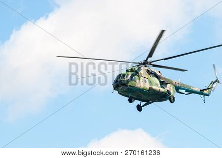Tyumen, Russia - August 4, 2017: International Army Games. Engineering Formula Contest. Military Hel