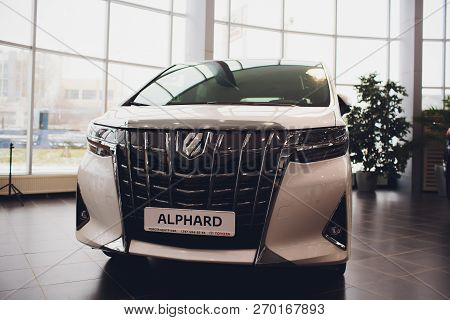 Ufa, Russia, Toyota Shop, 5 November, 2018: Toyota Alphard Car Is Displaying At Toyota.