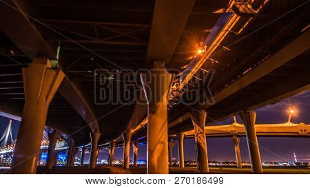 Saint-petersburg, Russia - November 21, 2018: Time Lapse Evening Highway, Western High-speed Diamete