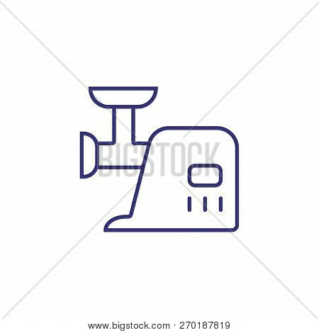 Kitchen Machine Line Icon. Meat Grinder, Mincing, Device. Home Appliances Concept. Can Be Used For T