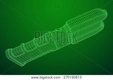 Police Electro Shocker Taser Stun Gun. Wireframe Low Poly Mesh Vector Illustration