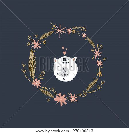 Vector Artic Fox Face. Scandinavian Style Kids Graphic