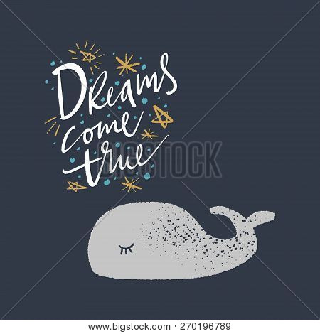Vector Little Happy Whale. Scandinavian Style Illustration