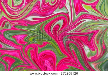 Liquify Abstract Pattern With Deeppink, Green And Pink Graphics Color Art Form. Digital Background W