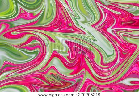 Liquify Abstract Pattern With Deeppink, Green And Pink Graphics Color Art Form. Digital Background W