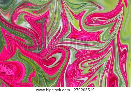 Liquify Abstract Pattern With Deeppink, Green And Pink Graphics Color Art Form. Digital Background W