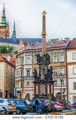 Prague, Czech Republic - August 18, 2018: Column Of The Holy Trin