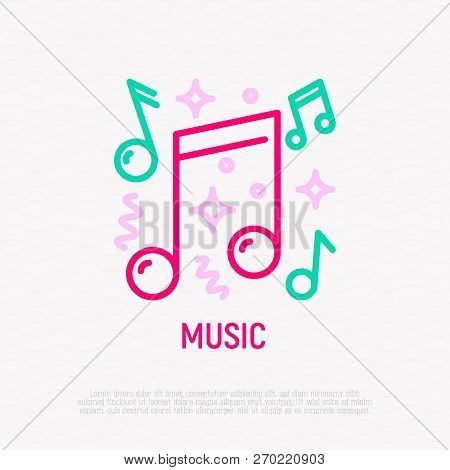 Music At Party Thin Line Icon. Modern Vector Illustration.