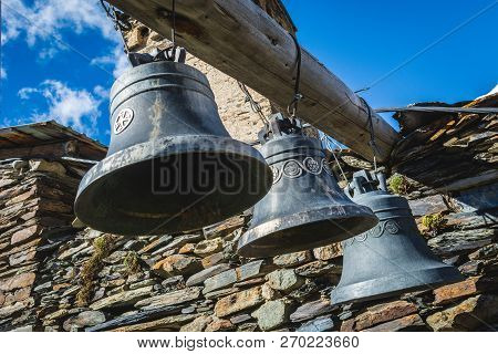Bells In Lamaria Church In Zhibiani - Ushguli Community Of Villages, Upper Svaneti, Georgia. Snow Co