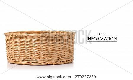 Wicker Basket Empty Pattern On White Background Isolation