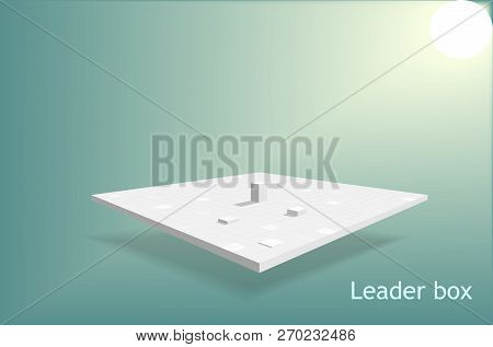 Leader Square Box On Table Isometric With Sunlight Background, Business Success Concept, Isometric S