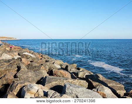 Full Frame Take Of Some Extremely Polluted Waters. Dirty Sea Water. Dirt On Water. Dirty Oil Spots O