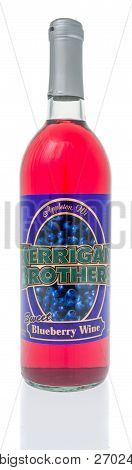 Winneconne, Wi - 11 November 2018: A Bottle Of Kerrigan Brothers Blueberry Wine On An Isolated Backg