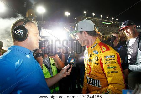 November 18, 2018 - Homestead, Florida, USA: Joey Logano (22) celebrates after winning the Monster Energy NASCAR Cup Series Championship after winning the Ford 400 at Homestead-Miami Speedway 