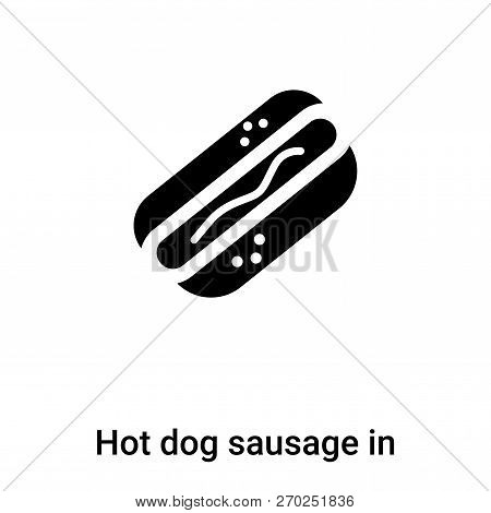Hot Dog Sausage In Bread Icon Vector Isolated On White Backgroun