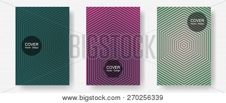 Halftone Flat Patterns Abstract Vector Set. Elegant Patchy Mockups. Halftone Lines Annual Report Tem