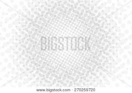White Halftone Circles Vector Illustration. Gray Abstract Wallpaper. Reprographic Technique That Sim