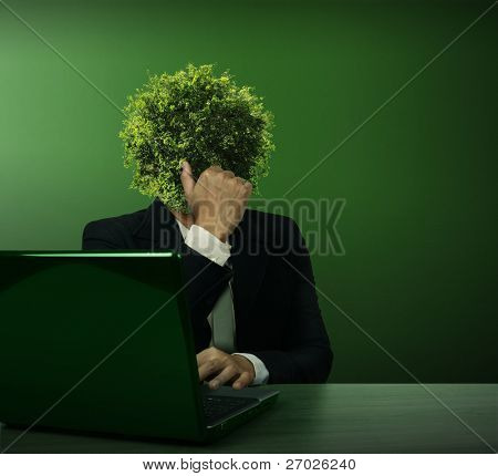 Fej üzleti fák laptop