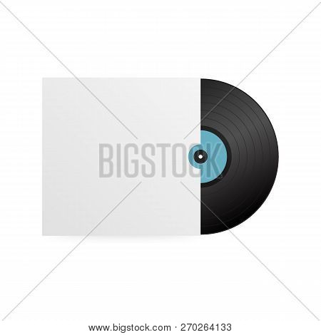 Realistic Vinyl Record With Cover Mockup. Disco Party. Retro Design. Vector Stock Illustration.