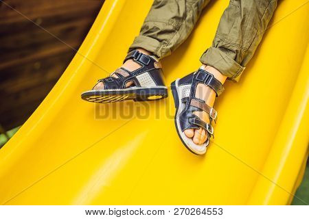 Childrens Orthopedic Shoes On The Boys Feet