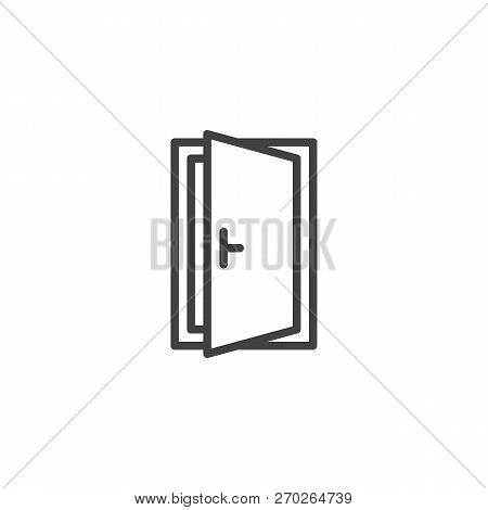 Open Door Outline Icon. Linear Style Sign For Mobile Concept And Web Design. Exit Doorway Simple Lin