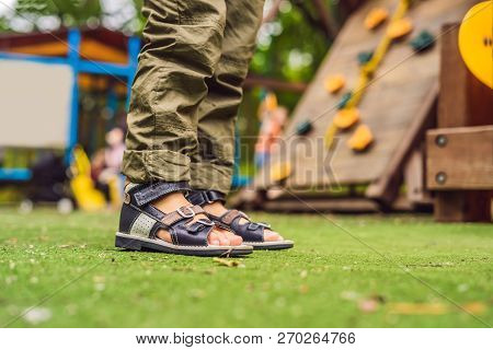 Childrens Orthopedic Shoes On The Boys Feet