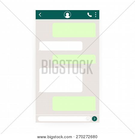 Mockup Of Mobile Messenger. Chat App Template. Social Network Concept. Vector Stock Illustration.