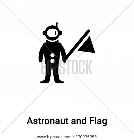 Astronaut And Flag Icon Vector Isolated On White Background, Log