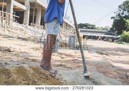Poor Children Working At Construction Site Against Children Labour,  World Day Against Child Labour 