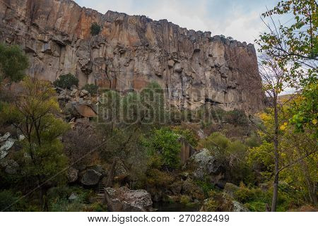 Ihlara Valley In Cappadocia. Ihlara Valley, Peristrema Monastery Or Ihlara Gorge Is The Most Famous 