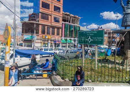 El Alto, Bolivia - May 11, 2015: Street Traffic In El Alto Bolivia