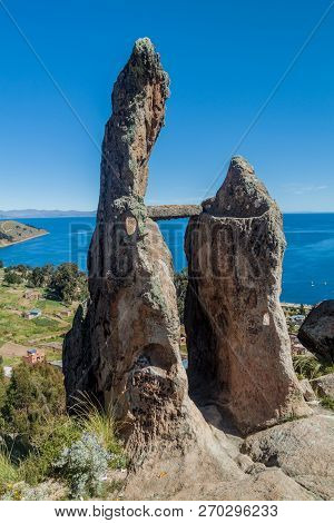 Copacabana, Bolivia - May 13, 2015: Solstice Stones At Horca Del Inca, Ancient Astronomical Observat