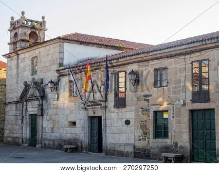 Medieval Town Hall On Convent Square - Melide, Galicia, Spain