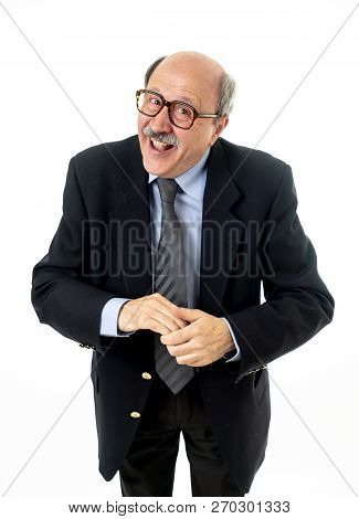 Portrait Of Last Day At Work Of Happy Senior Businessman Excited About His Retirement