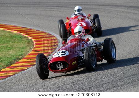 Mugello, Italy - 2007: Unknown Run With Vintage Maserati Grand Prix Cars On Mugello Circuit At The E