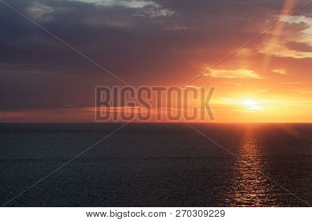 The Island Ile Sanguinaires Near Ajaccio In Corsica, France, During Sunset.
