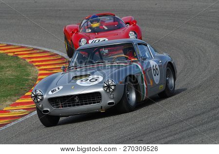 Mugello, It, November, 2007: Unknown Run With Old 1960s Ferrari 250 At Mugello Circuit In Italy Duri